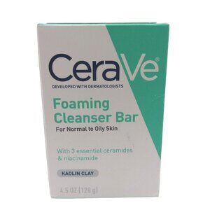 Cerave Foaming Cleanser Bar Normal to Oily Skin 4.5 Oz Kaolin Clay NEW In Box